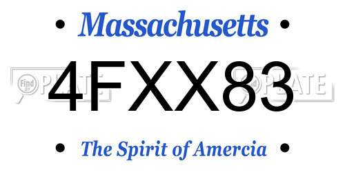 4FXX83 Massachusetts License Plate