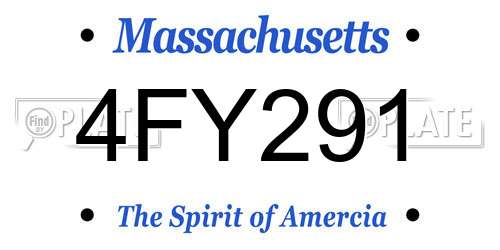 4FY291 Massachusetts License Plate