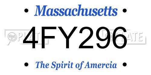 4FY296 Massachusetts License Plate