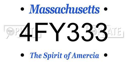 4FY333 Massachusetts License Plate