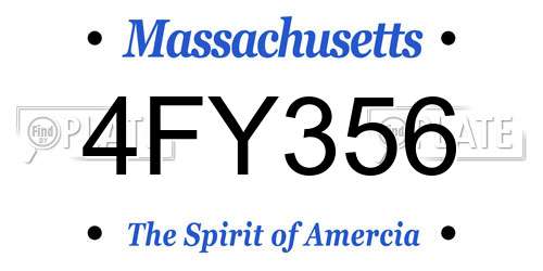 4FY356 Massachusetts License Plate