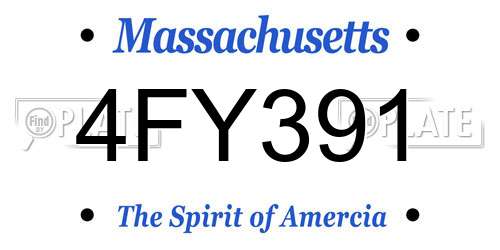 4FY391 Massachusetts License Plate
