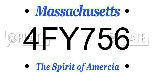 4FY756 Massachusetts License Plate