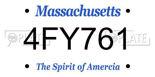 4FY761 Massachusetts License Plate
