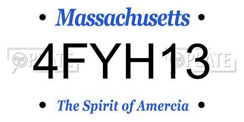4FYH13 Massachusetts License Plate