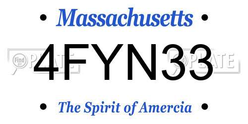 4FYN33 Massachusetts License Plate