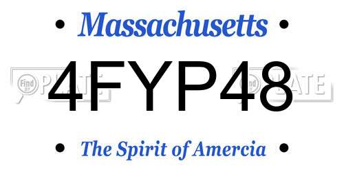 4FYP48 Massachusetts License Plate