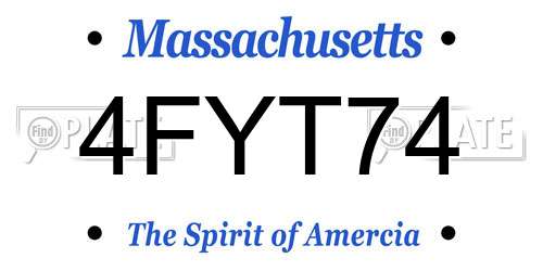 4FYT74 Massachusetts License Plate