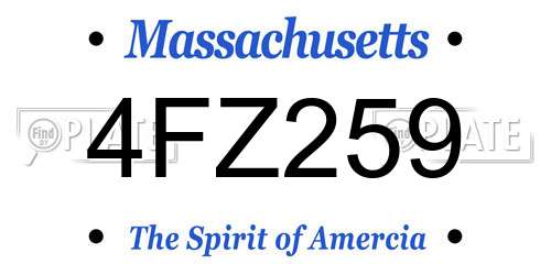 4FZ259 Massachusetts License Plate