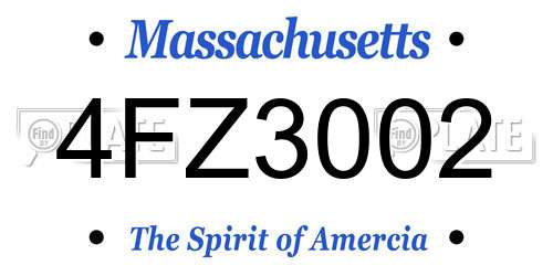 4FZ3002 Massachusetts License Plate