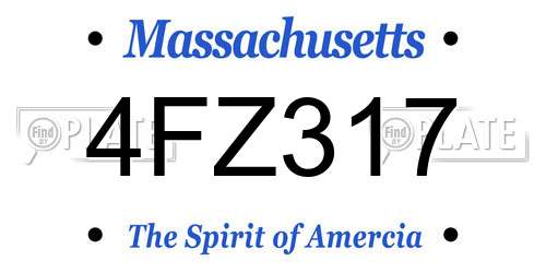 4FZ317 Massachusetts License Plate