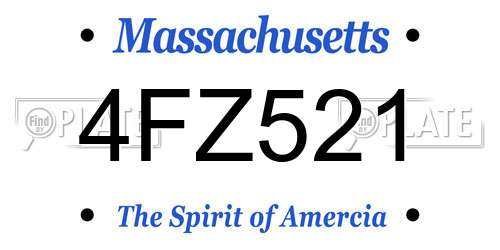 4FZ521 Massachusetts License Plate
