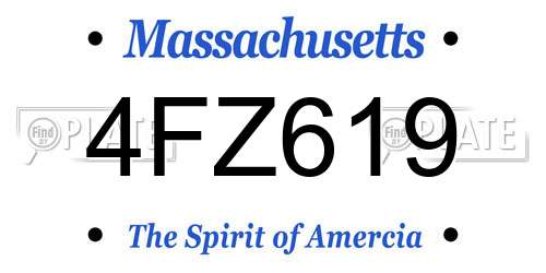 4FZ619 Massachusetts License Plate