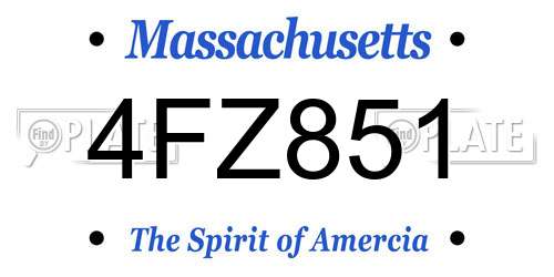 4FZ851 Massachusetts License Plate