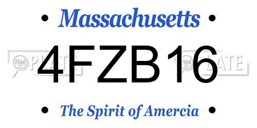 4FZB16 Massachusetts License Plate