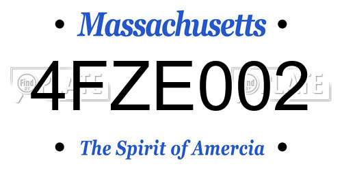 4FZE002 Massachusetts License Plate