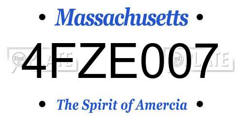 4FZE007 Massachusetts License Plate