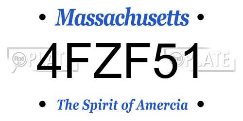 4FZF51 Massachusetts License Plate