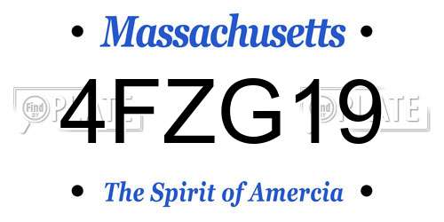 4FZG19 Massachusetts License Plate