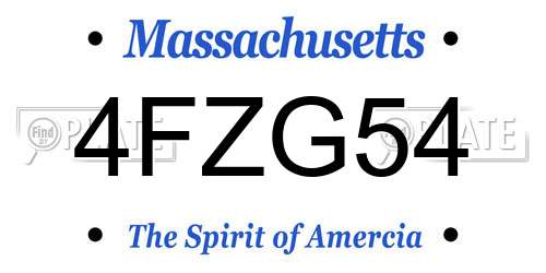 4FZG54 Massachusetts License Plate