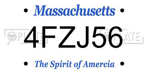 4FZJ56 Massachusetts License Plate