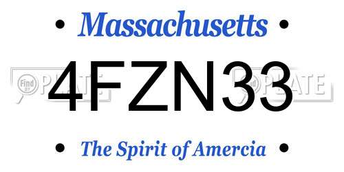 4FZN33 Massachusetts License Plate