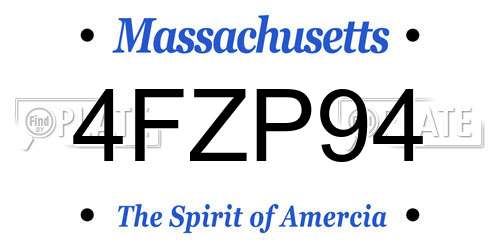 4FZP94 Massachusetts License Plate