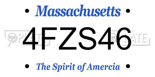 4FZS46 Massachusetts License Plate