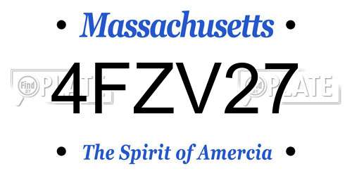 4FZV27 Massachusetts License Plate