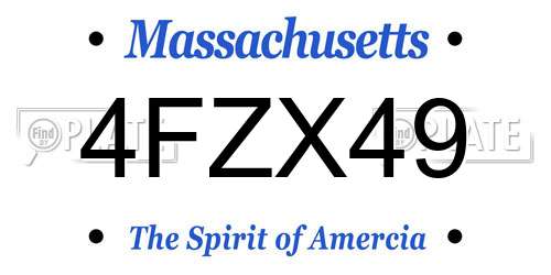 4FZX49 Massachusetts License Plate