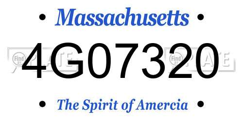 4G07320 Massachusetts License Plate