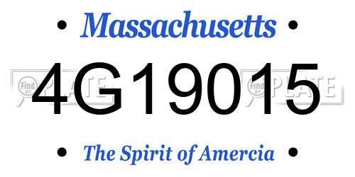 4G19015 Massachusetts License Plate