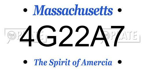 4G22A7 Massachusetts License Plate