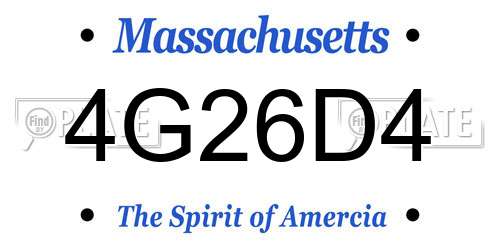 4G26D4 Massachusetts License Plate