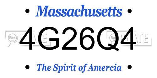 4G26Q4 Massachusetts License Plate