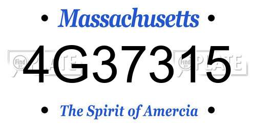 4G37315 Massachusetts License Plate