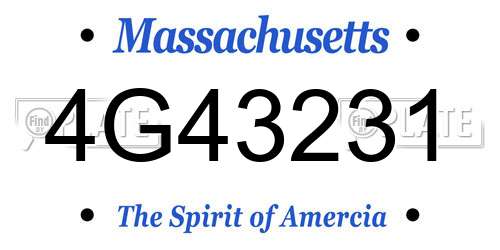 4G43231 Massachusetts License Plate