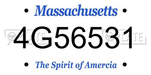 4G56531 Massachusetts License Plate