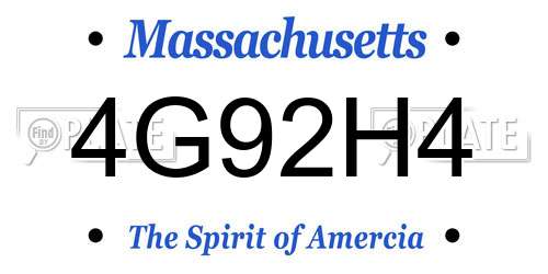 4G92H4 Massachusetts License Plate