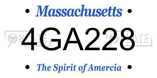 4GA228 Massachusetts License Plate