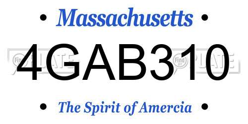 4GAB310 Massachusetts License Plate