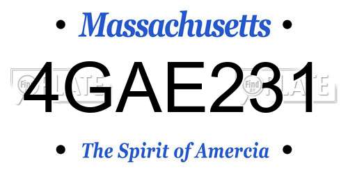 4GAE231 Massachusetts License Plate