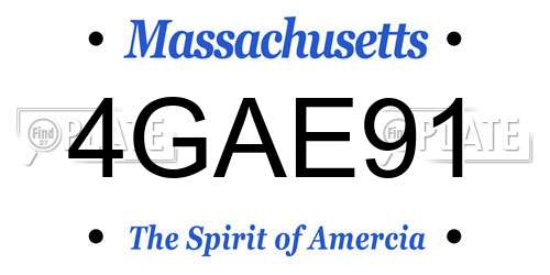 4GAE91 Massachusetts License Plate
