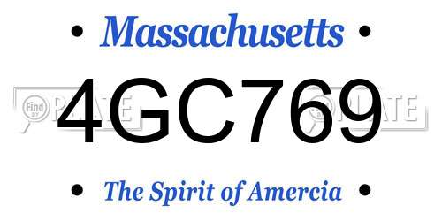 4GC769 Massachusetts License Plate