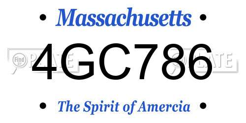 4GC786 Massachusetts License Plate