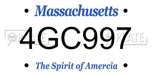 4GC997 Massachusetts License Plate
