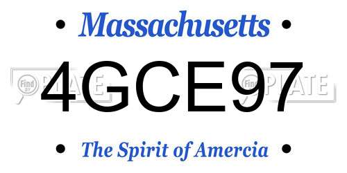 4GCE97 Massachusetts License Plate