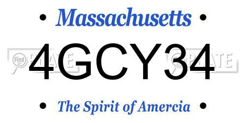 4GCY34 Massachusetts License Plate