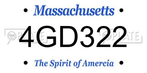 4GD322 Massachusetts License Plate