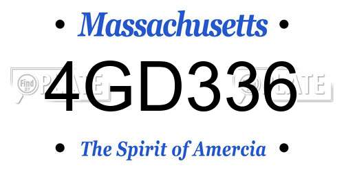 4GD336 Massachusetts License Plate